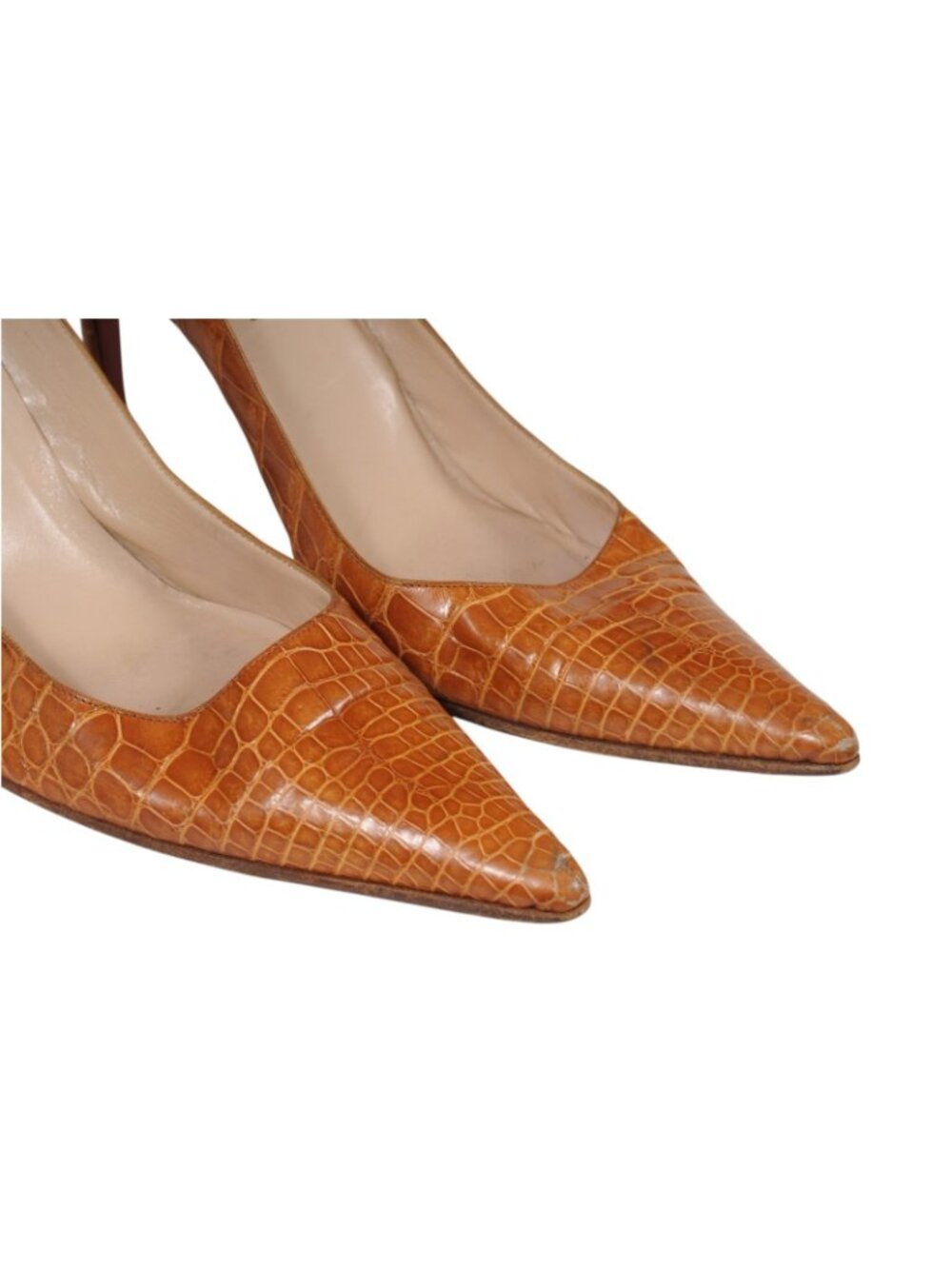 Christian Louboutin Kate Pumps US 8 IT 38 Tan Gold Crocodile 100MM Heels - Picture 10 of 16